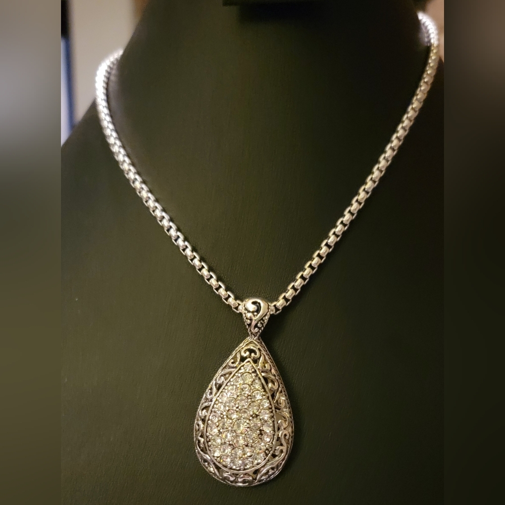 Bold Statement Solid Necklace With Stunning Penda… - image 1